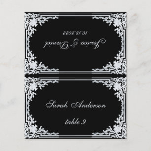 Vintage gris noir Nom imprimé Mariage Carte Place