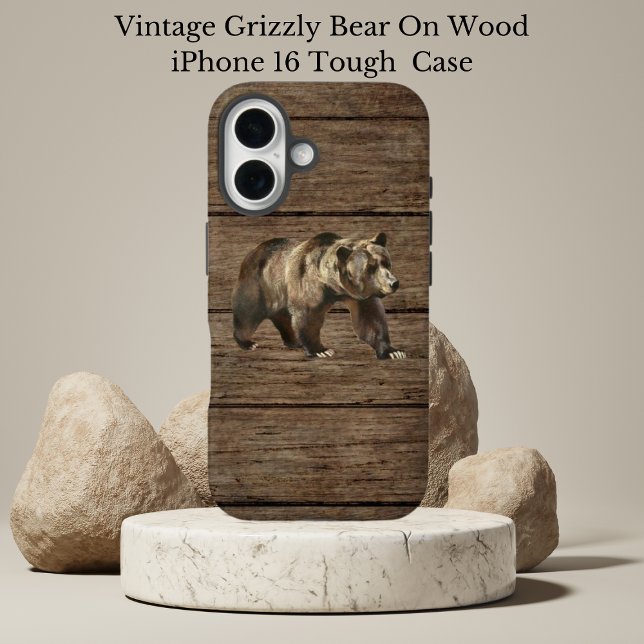 Vintage Grizzly Bear iPhone 16 Coque (Créateur téléchargé)