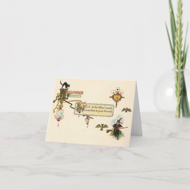 Vintage Hallowe en Avertissements Carte de voeux (Devant)