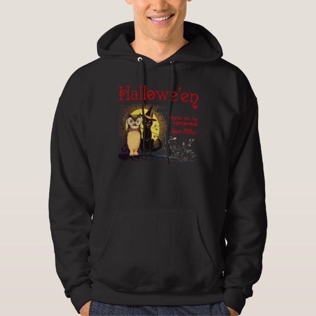 Vintage Halloween Chat et Chouette Sweatshirts (Devant)