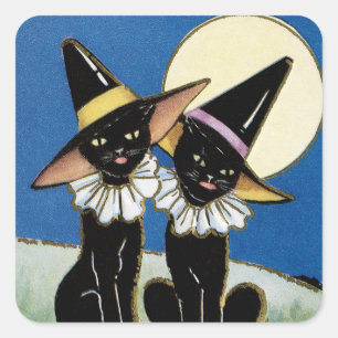 Vintage Halloween chats noirs sticker de vacances