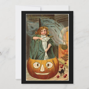 Vintage Halloween fille en Citrouille