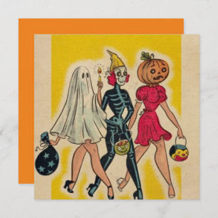 Vintage Halloween Filles Trick Ou Traiter