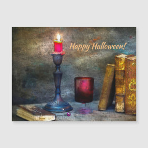 Vintage Halloween Red Candle & vieux livres