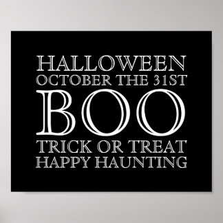 Vintage Halloween Typography Poster Sign - B&W