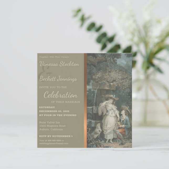 Vintage Happy Couple Faire-part de mariage (Debout devant)