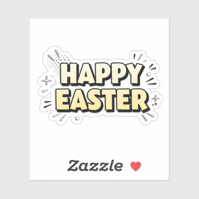 Vintage Happy Easter Typographic Sticker (Feuille)