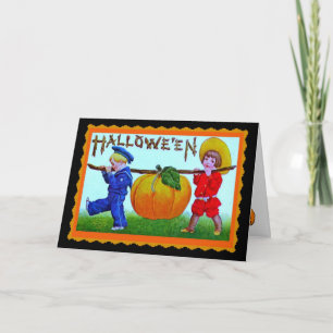 Vintage Happy Halloween Citrouille - Carte Hallowe