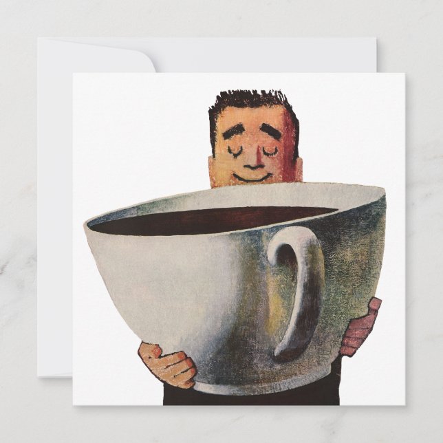 Vintage Happy Man, Géant Cup of Coffee Invitation (Devant)