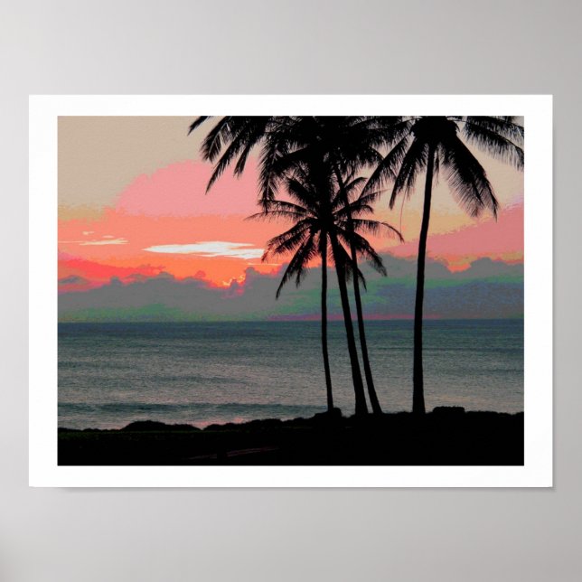 Vintage Hawaii sunset Posters (Devant)