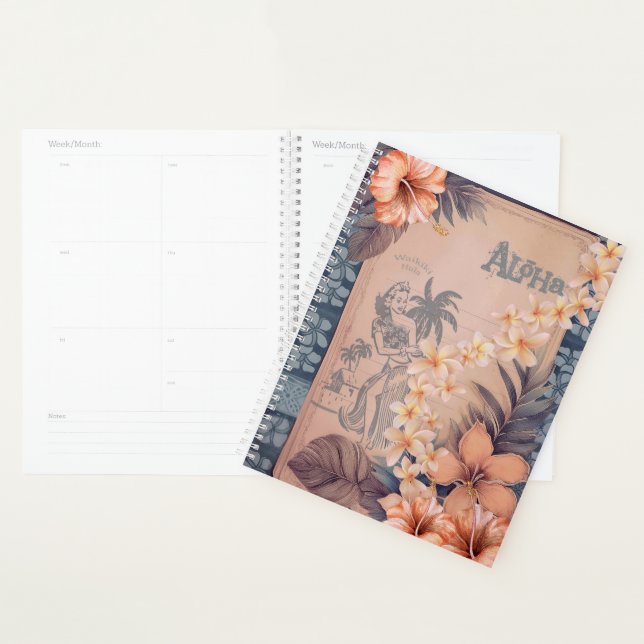 Vintage Hawaii: Wakiki Hula Planner (Devant avec enveloppe)