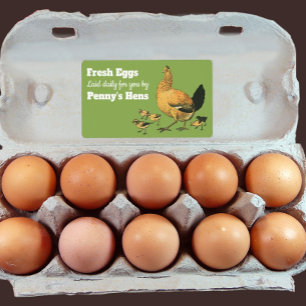 Vintage Hen et poulets OEufs frais Étiquette de ca