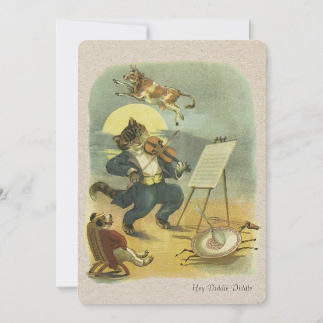 Vintage Hey Diddle Diddle Nursery Rhyme restauré (Devant)