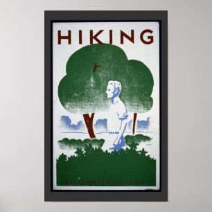 Vintage Hiking Art Poster