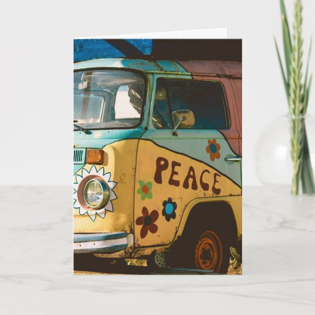 VINTAGE HIPPIE VAN HELLO GREETING CARTE (Devant)