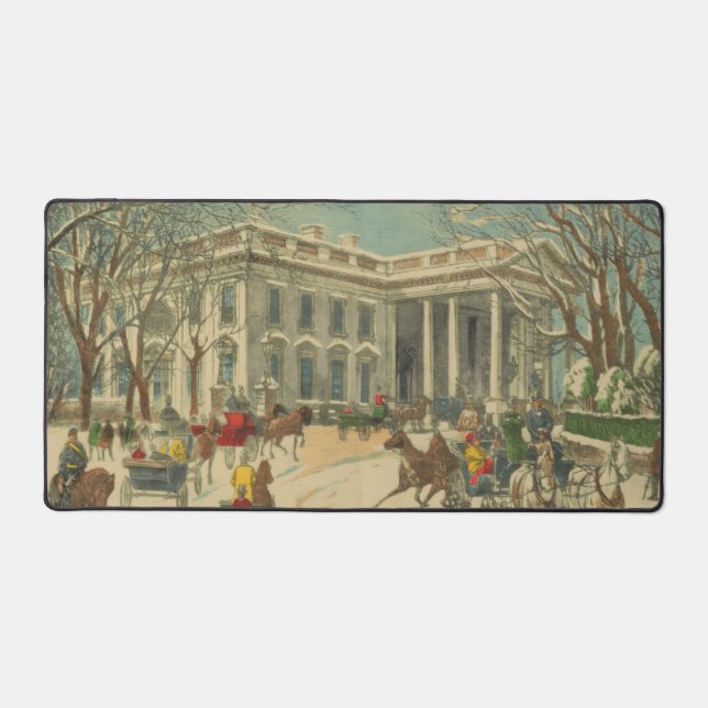 Vintage Hiver Maison Blanche Fête de Noël Scène (Recto)