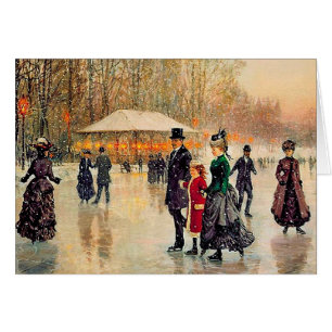 Vintage hiver Parisien Scène Cartes de Noël