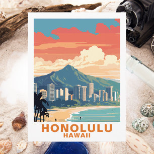 Vintage Honolulu, Hawaii : Carte postale de voyage