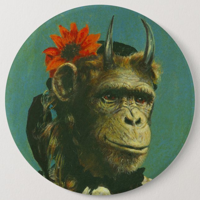 Vintage Horror Monkey Demon Badge Button (Devant)
