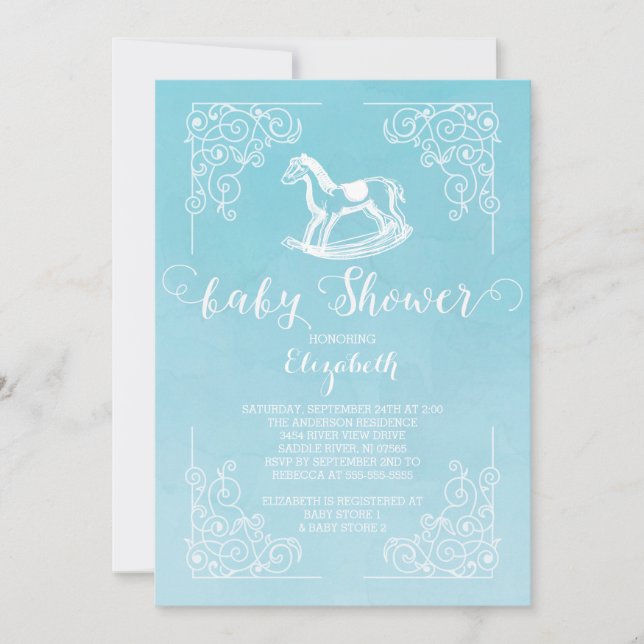 Vintage Horse Boys Baby shower Invitation (Devant)