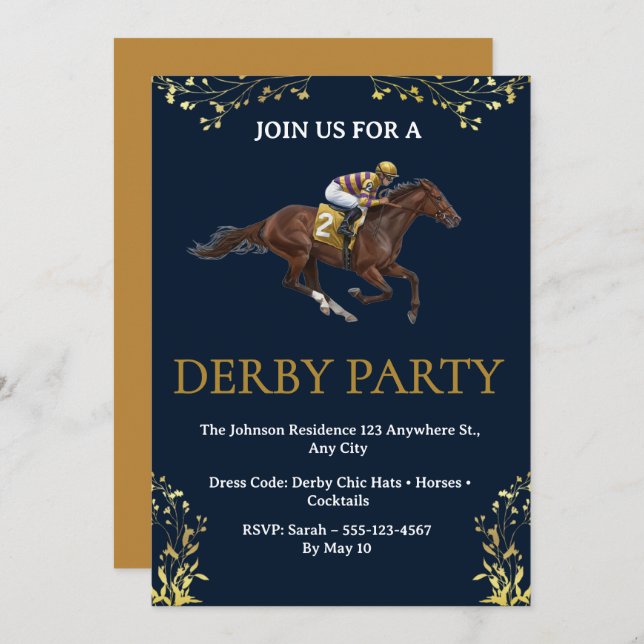 Vintage Horse Racing Derby Party Invitation 2026 (Devant / Derrière)