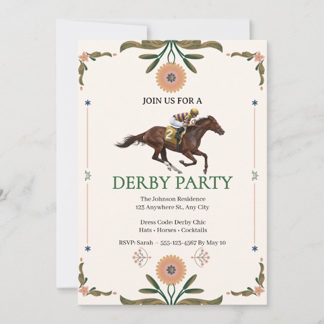 Vintage Horse Racing Derby Party Invitation 2026 (Devant)