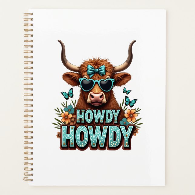 Vintage Howdy Vache Highland avec Lunettes de sole (Devant)