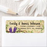 Vintage Humingbird Swirl Étiquettes de adresse de<br><div class="desc">Vert,  Rouge. Étiquettes d'adresse de retour Inséparable violet et jaune</div>