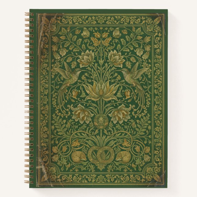 Vintage Hummingbird & Sleeping Fox Floral Journal (Devant)