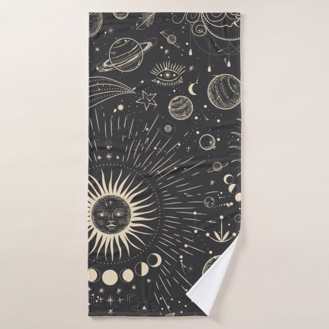 Vintage illustration set of moon phases. Different (Serviette de bain)