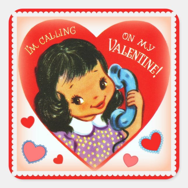 Vintage Image Valentine Little Girl Stickers (Devant)