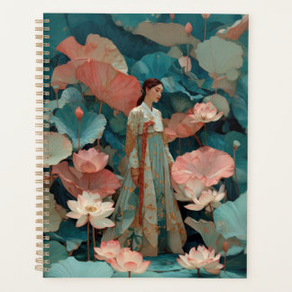 Vintage Impasto Hanbok and Pink Lotus
