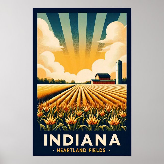 Vintage Indiana Farm Landscape Poster (Devant)