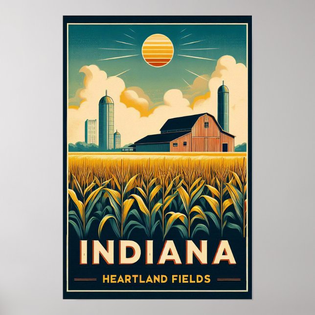 Vintage Indiana Farm Landscape Poster (Devant)