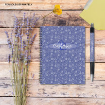 Vintage Inspiré Élégant Carnet Floral Bleu
