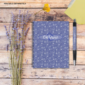 Vintage Inspiré Élégant Carnet Floral Bleu