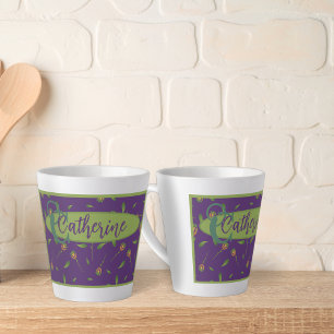 Vintage Inspiré Élégant Purple Floral Latte Mug