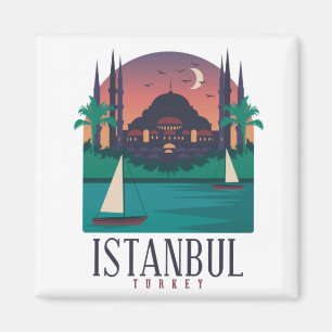 Vintage Istanbul Turquie Skyline Magnet