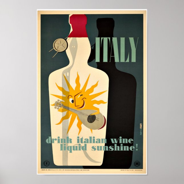 Vintage Italy Liqueur Alcohol Wine Art Deco Poster (Devant)