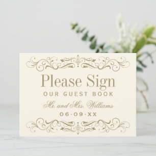 Vintage ivoire Antique Flourish Mariage Livre d'in