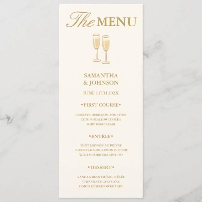 Vintage Ivory Elegant Ballroom Wedding Menu Card (Devant)