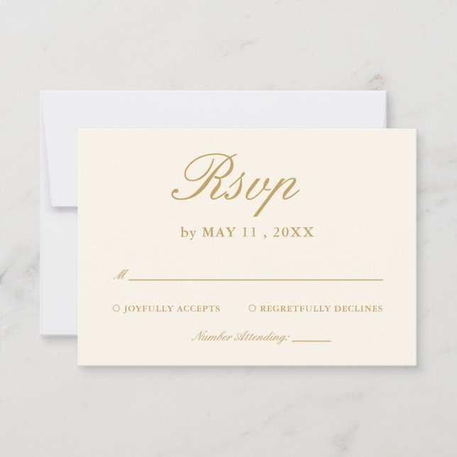 Vintage Ivory Elegant Wedding RSVP Card (Devant)