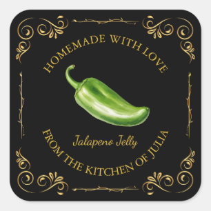 Vintage Jalapeno Jelly Carré Étiquette