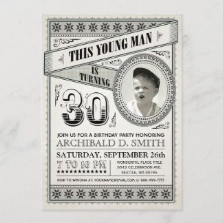 Vintage Jalon Anniversaire Invitations Votre Photo
