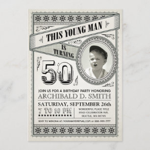 Vintage Jalon Anniversaire Invitations Votre Photo