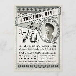 Vintage Jalon Anniversaire Invitations Votre Photo