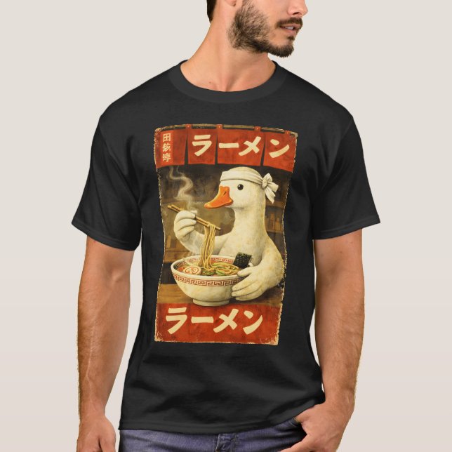 Vintage Japanese Ramen Duck Foodie Anime T-Shirt (Devant)