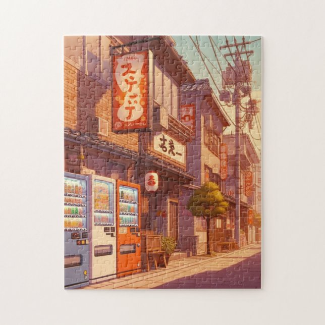 Vintage Japanese Street – Evening Light Puzzle (Vertical)