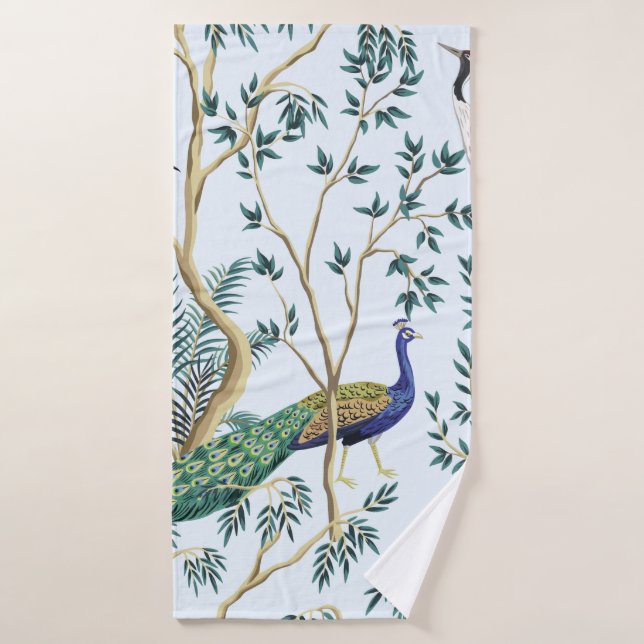 Vintage jardin grenade arbre fruitier, oiseau exot (Serviette de bain)