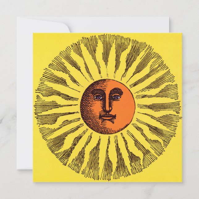 Vintage jaune céleste souriant Joyeux soleil hippi (Devant)